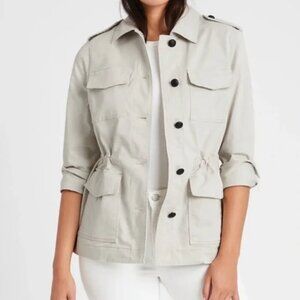 Banana Republic Military Jacket Stone Black Button Size Medium Cargo Utility